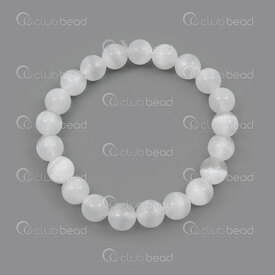 4007-0214-4908 - Bracelet Natural Semi Precious Stone Bead Selenite Round 8mm on Elastic 22 beads 1pc 4007-0214-4908,Finished jewelry,Stainless steel,montreal, quebec, canada, beads, wholesale