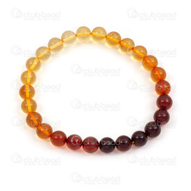 4007-0214-50 - Bracelet Natural Semi Precious Stone Bead Amber Round 7mm on Elastic 1pc 4007-0214-50,ambre,montreal, quebec, canada, beads, wholesale