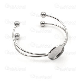 4007-0214-5120 - Acier Inoxydable 304 Bracelet Rigide avec Support pour Cabochon Rond 20mm Naturel 2pcs 4007-0214-5120,Cabochons,Bézel - Supports à cabochons,montreal, quebec, canada, beads, wholesale