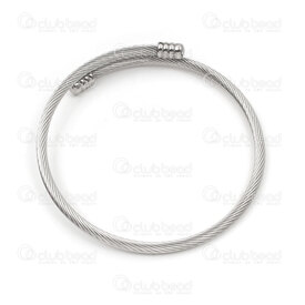 4007-0214-52 - Acier Inoxydable 304 Bracelet Ajustable Flexible 18-20cm (7-8po) 3mm epaisseur Naturel 5pcs 4007-0214-52,3mm,montreal, quebec, canada, beads, wholesale