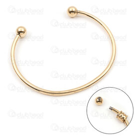 4007-0214-56GL - Stainless Steel 304 Bangle Bracelet 6in (15cm) with Screw-On Bead 6mm Gold Plated 2pcs 4007-0214-56GL,BS,montreal, quebec, canada, beads, wholesale