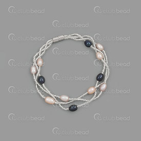 4007-0215-04 - Bracelet Perle d'Eau Douce 5-6 avec Perle de Rocaille Couleur Assortie Fermoir Magnétique 1pc China 4007-0215-04,montreal, quebec, canada, beads, wholesale