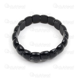 4007-0216-02 - Bracelet Pierre Fine Onyx Noir 14.5x11.5x7mm demi Rond Trou 1.5mm sur Elastique 1pc 4007-0216-02,montreal, quebec, canada, beads, wholesale