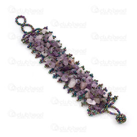 4007-0216-14 - Semi Precious Stone Chips Bracelet Amethyste with Seed Beads 3.5x19cm 1pc 4007-0216-14,Finished jewelry,Semi-precious stone bracelets,montreal, quebec, canada, beads, wholesale