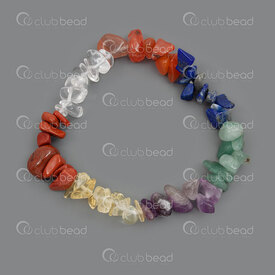 4007-0216-22 - Natural Semi Precious Stone Chips Bracelet 7 Chakras 7in on Elastic 1pc 4007-0216-22,Finished jewelry,montreal, quebec, canada, beads, wholesale