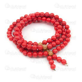 4007-0217-0108 - Semi-precious Stone Rosary Mala Round 8mm Cinnabar Red On elastic cord (108 beads) 1pc 4007-0217-0108,Finished jewelry,1pc,Rosary,Mala,Natural,Semi-precious Stone,8MM,Round,Round,Red,Red,China,1pc,Cinnabar,montreal, quebec, canada, beads, wholesale
