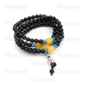 4007-0217-0406 - Semi-precious Stone Rosary Mala Round 6mm Agate Black With Buddha Head On elastic cord (108 beads) 1pc 4007-0217-0406,Rosary Mala,Rosary,Mala,Natural,Semi-precious Stone,6mm,Round,Round,Black,Black,With Buddha Head,China,1pc,Agate,montreal, quebec, canada, beads, wholesale