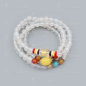 4007-0219-0106 - Semi-precious Stone Rosary Mala Round 5-6mm White Jade White With Feather On elastic cord (108 beads) 1pc 4007-0219-0106,Malas Rosary,Rosary,Mala,Natural,Semi-precious Stone,6mm,Round,Round,White,White,With Feather,China,1pc,White Jade,montreal, quebec, canada, beads, wholesale