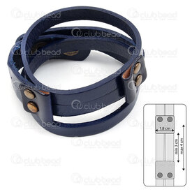 4007-0220-DB - Leather Double Bracelet 16.5x1.6cm Navy for watch face or pendant with snap antique brass 1pc 4007-0220-DB,Cadrans de montre,montreal, quebec, canada, beads, wholesale