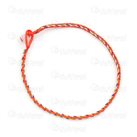 4007-0231-2 - Hand Braided Bracelet 2mm Mix Color 7.5" 10pcs 4007-0231-2,braid,montreal, quebec, canada, beads, wholesale