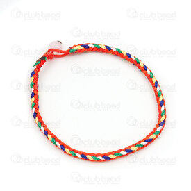4007-0231-4 - Hand Braided Bracelet 4mm Mix Color 7.5" 10pcs 4007-0231-4,braid,montreal, quebec, canada, beads, wholesale