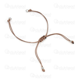 4007-0232-02 - Polyester Semi Finish Bracelet Adjustable Brown with Stainless Steel Bead Natural 5pcs 4007-0232-02,bille brun,montreal, quebec, canada, beads, wholesale
