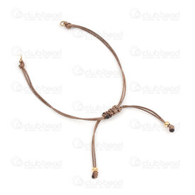 4007-0232-02GL - Polyester Semi Finish Bracelet Adjustable Brown with Stainless Steel Bead Gold 5pcs 4007-0232-02GL,bille brun,montreal, quebec, canada, beads, wholesale
