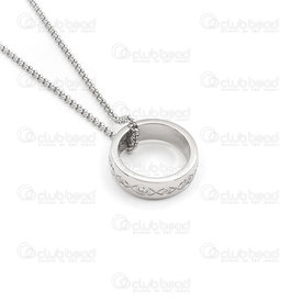 4007-0315-04 - stainless steel necklace with rhinestone ring 23x7mm Natural 1pc LIMITED QUANTITY! 4007-0315-04,Finished jewelry,Stainless steel,montreal, quebec, canada, beads, wholesale