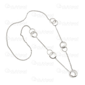 4007-0315-36 - Stainless Steel 304 Cable Chain 3.2x4mm with Double Circle Link 18-20mm 81cm (32in) Necklace without Clasp Natural 1pc 4007-0315-36,Clasps,montreal, quebec, canada, beads, wholesale