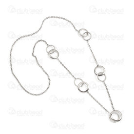 4007-0315-36 - Stainless Steel 304 Cable Chain 3.2x4mm with Double Circle Link 18-20mm 81cm (32in) Necklace without Clasp Natural 1pc 4007-0315-36,fermoir en,montreal, quebec, canada, beads, wholesale