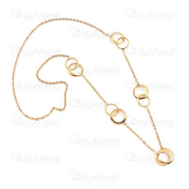4007-0315-36GL - Stainless Steel 304 Cable Chain 3.2x4mm with Double Circle Link 18-20mm 81cm (32in) Necklace without Clasp Gold Plated 1pc 4007-0315-36GL,acier fermoir,montreal, quebec, canada, beads, wholesale