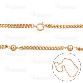 4007-0315-42GL - Stainless Steel 304 Spiga Chain 4mm with Bead 8mm 47cm (18.5in) Necklace Gold Plated 1pc 4007-0315-42GL,Chaine collier,montreal, quebec, canada, beads, wholesale