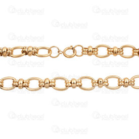 4007-0315-44GL - Stainless Steel 304 Link Connector Chain 7x8.5x1.5mm 4x7.5x4mm 48cm (19in) Necklace Gold Plated 1pc 4007-0315-44GL,stainless steel chain,montreal, quebec, canada, beads, wholesale