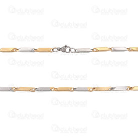 4007-0315-54NGL - Stainless Steel 304 Stick Chain 3x16mm Unsoldered 20in (50cm) Necklace Natural-Gold Plated 1pc 4007-0315-54NGL,montreal, quebec, canada, beads, wholesale