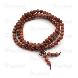 4007-0410-6mm - Wood Rosary Mala Round Rosewood 6mm Brown With Chinese Endless Knot Buddha Bracelet on elastic cord 1pcs  108 beads 4007-0410-6mm,Finished jewelry,6mm,Rosary,Mala,Wood,Wood,6mm,Round,Round,Rosewood,Brown,Brown,With Chinese Endless Knot,China,montreal, quebec, canada, beads, wholesale