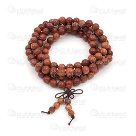 4007-0410-8mm - Wood Rosary Mala Round Rosewood 8mm Brown With Chinese Endless Knot Buddha Bracelet on elastic cord 1pcs  108 beads 4007-0410-8mm,Finished jewelry,Wood,Rosary,Mala,Wood,Wood,8MM,Round,Round,Rosewood,Brown,Brown,With Chinese Endless Knot,China,montreal, quebec, canada, beads, wholesale
