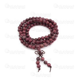4007-0413-6mm - Rosary Mala Round 6mm Purple Sandalwood On elastic cord (108 beads) 1pc 4007-0413-6mm,Finished jewelry,1pc,Rosary,Mala,Wood,6mm,Round,Round,Sandalwood,Mauve,Purple,China,1pc,On elastic cord (108 beads),montreal, quebec, canada, beads, wholesale