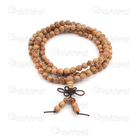 4007-0417-6mm - Rosary Mala Round 6mm Natural Sandalwood On elastic cord (108 beads) 1pc 4007-0417-6mm,Rosary Mala,1pc,Rosary,Mala,Wood,6mm,Round,Round,Sandalwood,Natural,China,1pc,On elastic cord (108 beads),montreal, quebec, canada, beads, wholesale