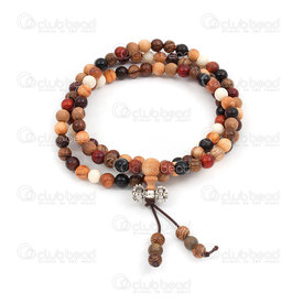 4007-0420-6mm - Wood Rosary Mala Round Mixed Sandal Wood 6mm 108 beads 1pc 4007-0420-6mm,Finished jewelry,montreal, quebec, canada, beads, wholesale