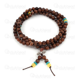 4007-0421-2-6mm - Wood Rosary Mala Round Burma Black Rosewood 6mm with spacer 108 beads on Elastic 4007-0421-2-6mm,Finished jewelry,Wooden malas,montreal, quebec, canada, beads, wholesale