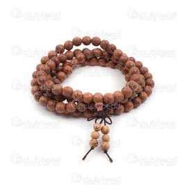 4007-0424-8mm - Wood Rosary Mala Round Elaeagnus Angustifolia 8mm Carved with guru bead on Elastic 108pcs 4007-0424-8mm,Finished jewelry,montreal, quebec, canada, beads, wholesale