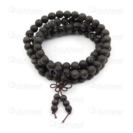 4007-0425-8mm - Wood Rosary Mala Round Old Agarwood 8mm Matte Black 108pcs on Elastic 1pc 4007-0425-8mm,Finished jewelry,Wooden malas,montreal, quebec, canada, beads, wholesale