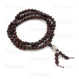 4007-0426-2-6mm - Wood Rosary Mala Round Old Agarwood 6mm Brown 108pcs with Buddha Head Guru Bead 1pc 4007-0426-2-6mm,bille bois,montreal, quebec, canada, beads, wholesale