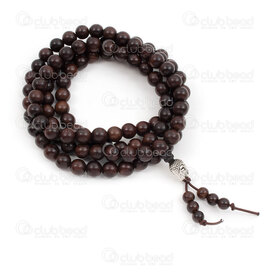 4007-0426-2-8mm - Wood Rosary Mala Round Old Agarwood 8mm Brown 108pcs with Buddha Head Guru Bead 1pc 4007-0426-2-8mm,bille de bois,montreal, quebec, canada, beads, wholesale
