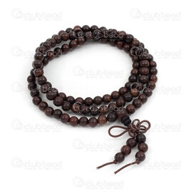 4007-0426-6mm - Wood Rosary Mala Round Old Agarwood 6mm Matte Brown 108pcs on Elastic 1pc 4007-0426-6mm,Finished jewelry,Wooden malas,montreal, quebec, canada, beads, wholesale