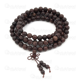 4007-0426-8mm - Wood Rosary Mala Round Old Agarwood 8mm Matte Brown 108pcs on Elastic 1pc 4007-0426-8mm,Finished jewelry,Wooden malas,montreal, quebec, canada, beads, wholesale