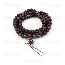 4007-0427-6mm - Wood Rosary Mala Round Lobular Rosewood 6mm Red Wine 108pcs on elastic 1pc 4007-0427-6mm,Finished jewelry,montreal, quebec, canada, beads, wholesale