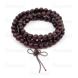 4007-0427-8mm - Wood Rosary Mala Round Lobular Rosewood 8mm Red Wine 108pcs on elastic 1pc 4007-0427-8mm,Finished jewelry,montreal, quebec, canada, beads, wholesale