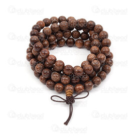 4007-0428-8mm - Wood Rosary Mala Round Golden Bamboo 8mm Gold Brown 108pcs on elastic 1pc 4007-0428-8mm,bambou,montreal, quebec, canada, beads, wholesale
