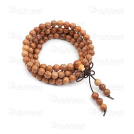4007-0432-6mm - Rosary Mala Round 6mm Pilger Wood (108 beads) on elastic 1pc 4007-0432-6mm,Finished jewelry,Wooden malas,montreal, quebec, canada, beads, wholesale