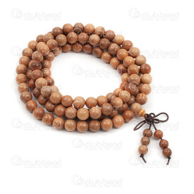 4007-0432-8mm - Rosary Mala Round 8mm Pilger Wood (108 beads) on elastic 1pc 4007-0432-8mm,Finished jewelry,Wooden malas,montreal, quebec, canada, beads, wholesale