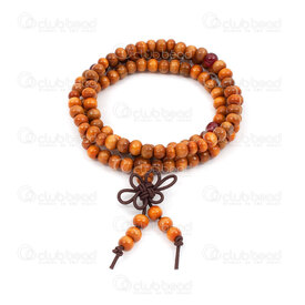 4007-0435-6mm - Wood Rosary Mala Round Imitation of Sandalwood 6mm Yellow 108 beads on Elastic 4007-0435-6mm,Finished jewelry,Wooden malas,montreal, quebec, canada, beads, wholesale