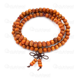4007-0435-8mm - Wood Rosary Mala Round Imitation of Sandalwood 8mm Yellow 108 beads on Elastic 4007-0435-8mm,Finished jewelry,Wooden malas,montreal, quebec, canada, beads, wholesale