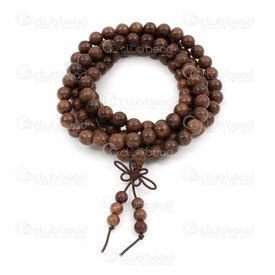 4007-0436-8mm - Wood Rosary Mala Round Golden Sandalwood 8mm 108 bead on Elastic 4007-0436-8mm,Finished jewelry,Wooden malas,montreal, quebec, canada, beads, wholesale