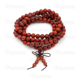 4007-0437-8mm - Wood Rosary Mala Round Red Sandalwood 8mm on Elastic 4007-0437-8mm,8mm Wood,montreal, quebec, canada, beads, wholesale