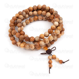 4007-0440-8mm - Chapelet de Bois Mala Rond Bois de Santal Jaune-Blanc 8mm Bracelet sur fil élastique (108 billes) !QUANTITE LIMITEE! 1pc 4007-0440-8mm,Bijoux finis,Malas en bois,montreal, quebec, canada, beads, wholesale