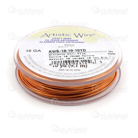 AWS-18-10-10YD - Artistic Wire Copper Wire 18 Gauge Natural Copper 10yards (9.1m) USA AWS-18-10-10YD,Metallic wires,Copper,Artistic wire,montreal, quebec, canada, beads, wholesale