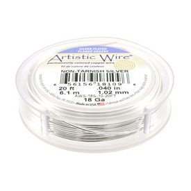AWS-18S-10-20FT - Artistic Wire Copper Wire Silver Plated Silver 18 Gauge Non-Tarnish 20ft USA AWS-18S-10-20FT,Copper,Silver plated,Copper,Wire,Silver Plated,18 Gauge,Silver,Non-Tarnish,20ft,USA,Artistic Wire,montreal, quebec, canada, beads, wholesale