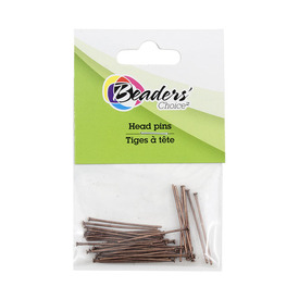 BC1-A-1714-0114 - Beaders' Choice Metal Head Pin 25mm Antique Copper Wire Size 0.7mm 40pcs BC1-A-1714-0114,Findings,40pcs,Metal,Head Pin,25MM,Brown,Antique Copper,Metal,Wire Size 0.7mm,40pcs,China,Beaders' Choice,montreal, quebec, canada, beads, wholesale