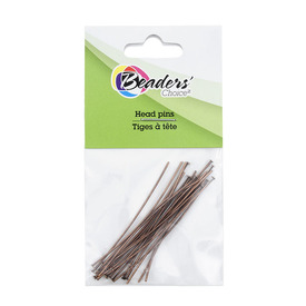BC1-A-1714-0134 - Beaders' Choice Metal Head Pin 50mm Antique Copper Wire Size 0.7mm 20pcs BC1-A-1714-0134,Findings,50MM,Metal,Head Pin,50MM,Brown,Antique Copper,Metal,Wire Size 0.7mm,20pcs,China,Beaders' Choice,montreal, quebec, canada, beads, wholesale